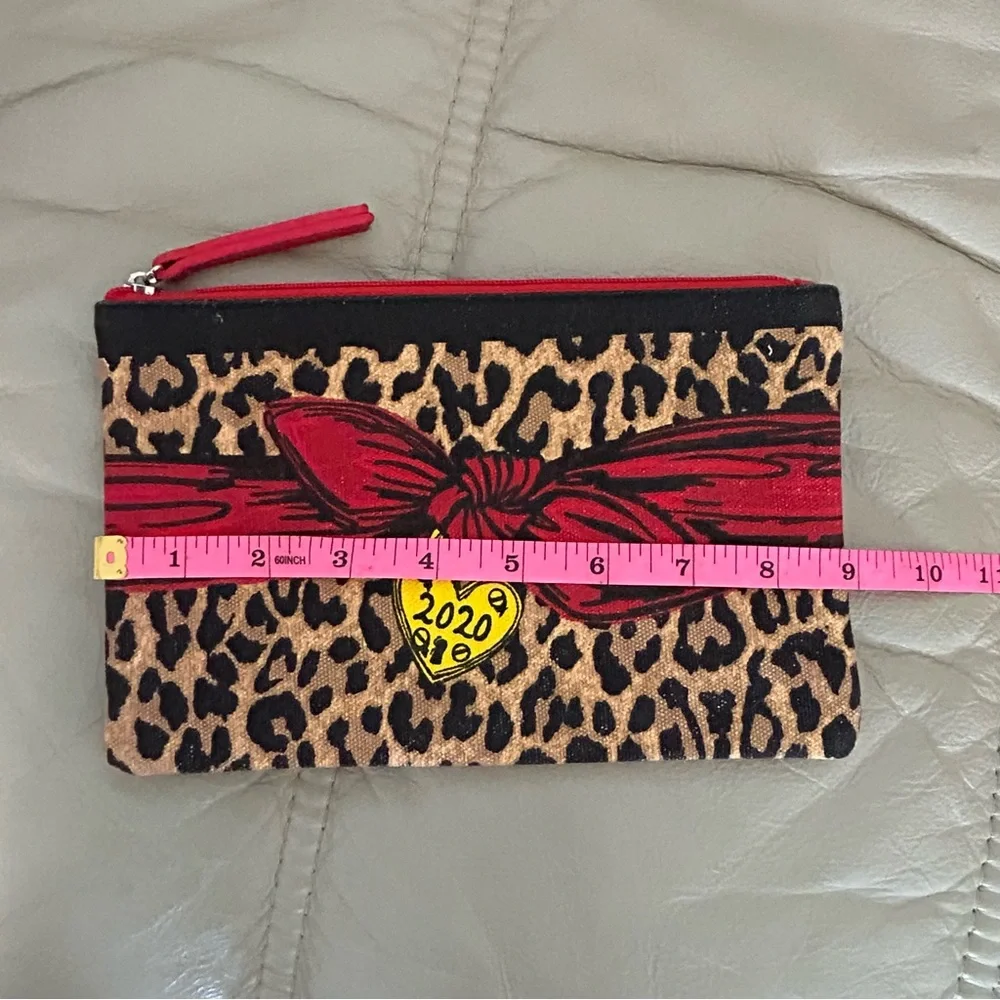 Brighton‎ heart leopard canvas zippered cosmetic pouch bag